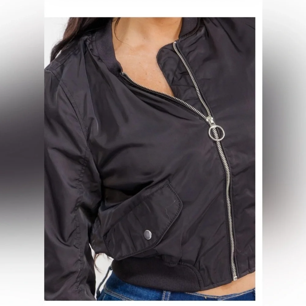 Black Bomber Jacket - Picture 2 of 4
